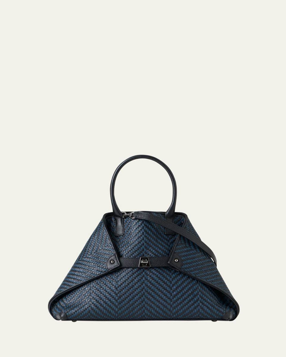 Ai Small Plaid Braided Top-Handle Bag